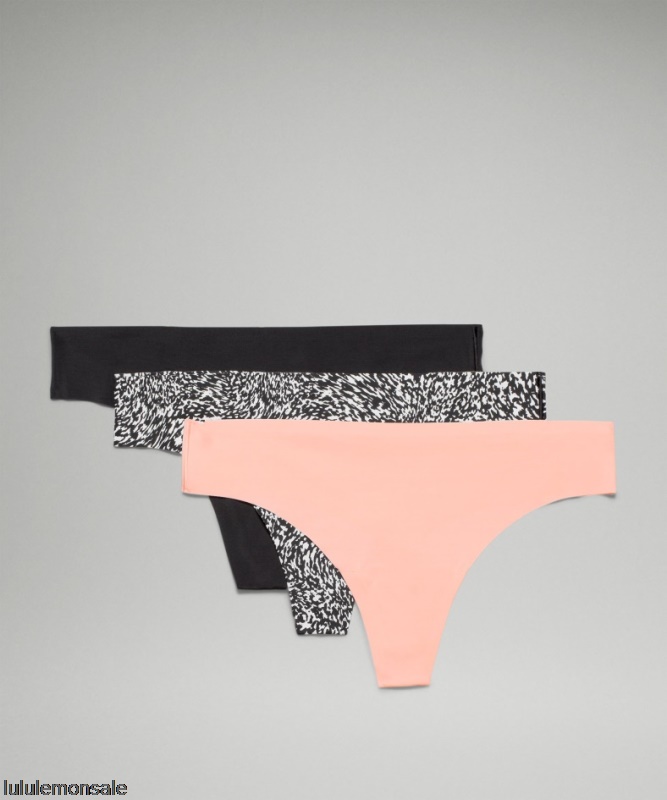 Lululemon Damen DELULU584 | Schwarz Invisiwear Mittelhohe Tangaunterwäsche 3er-pack