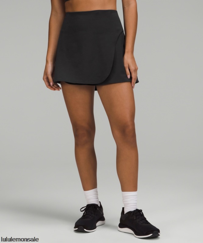 Lululemon Damen DELULU423 | Tennis Und Golf Hoch Sitzender Wickelrock Schwarz