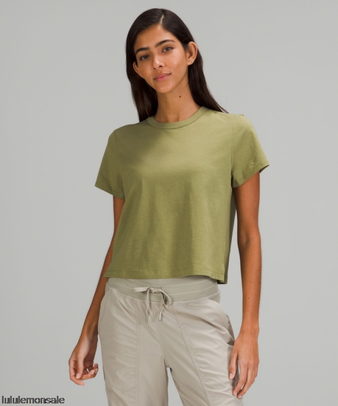 Lululemon Damen DELULU327 | Klassisches T-shirt Aus Baumwollmischung Bronze Grün
