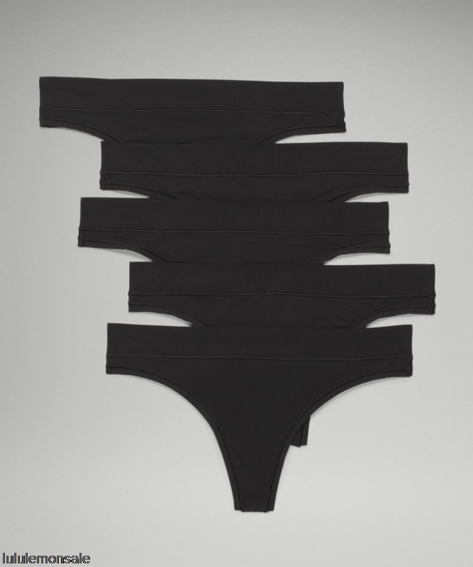 Lululemon Damen DELULU570 | Underease Mittelhohe Tangaunterwäsche 5er-pack Schwarz