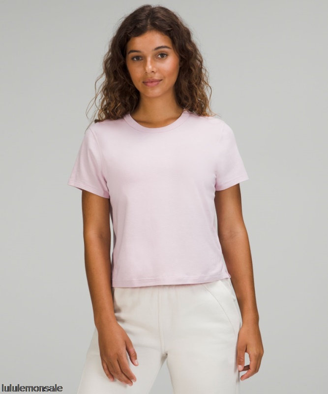 Lululemon Damen DELULU324 | Klassisches T-shirt Aus Baumwollmischung Rosa Pfingstrose
