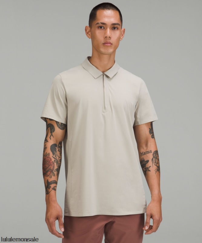 Lululemon Verkauf DELULU756 | Luxtreme Poloshirt Mit Reißverschluss Rohleinen