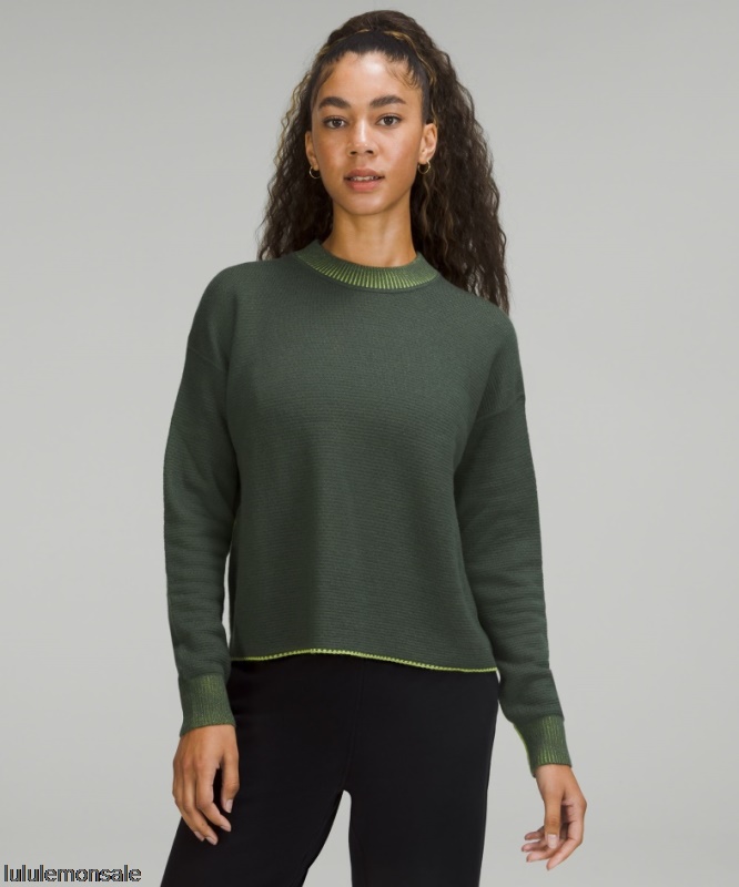 Lululemon Damen DELULU491 | Räucherfichte Doppelstrick-Wendepullover Mit Rundhalsausschnitt