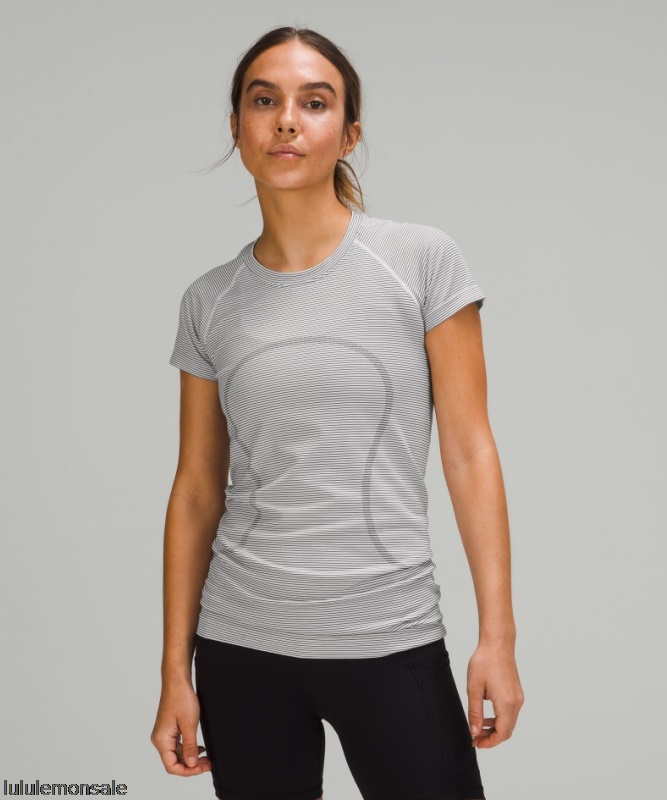 Lululemon Damen DELULU161 | Tempo Stripe White Swiftly Tech Kurzarmshirt 2.0