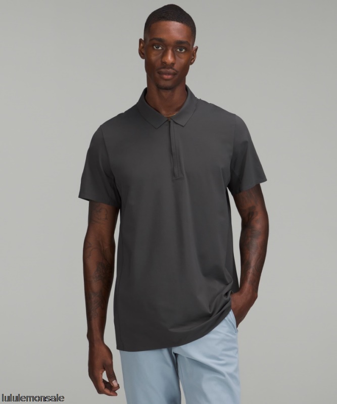 Lululemon Verkauf DELULU757 | Lululemon Deutschland Graphitgraues Luxtreme Poloshirt Mit Reißverschluss Vorne