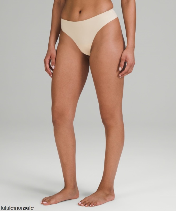 Lululemon Damen DELULU596 | Helles Leinen Invisiwear Mittelhohe Tanga-Unterwäsche