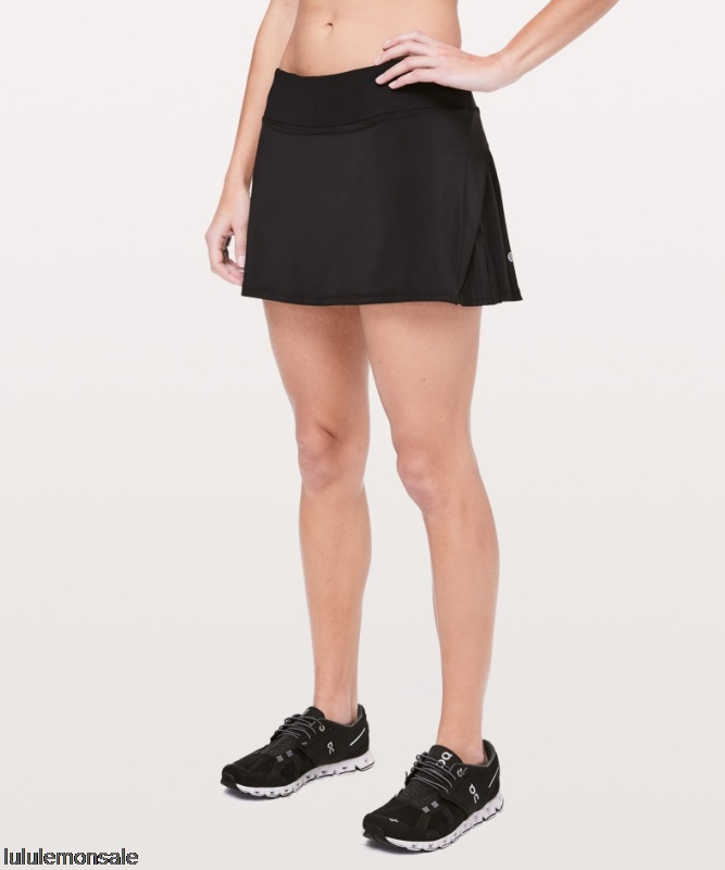 Lululemon Damen DELULU421 | Lululemon Deutschland Schwarz Spielt Den Plissierten Mittelhohen Rock Aus