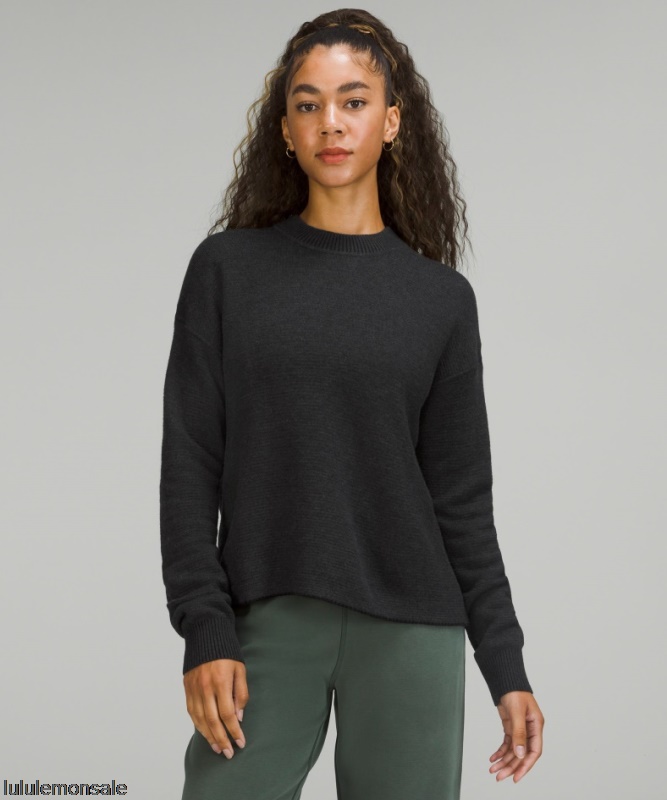 Lululemon Damen DELULU490 | Lululemon Deutschland Graphitgrauer Doppelstrick-Wendepullover Mit Rundhalsausschnitt