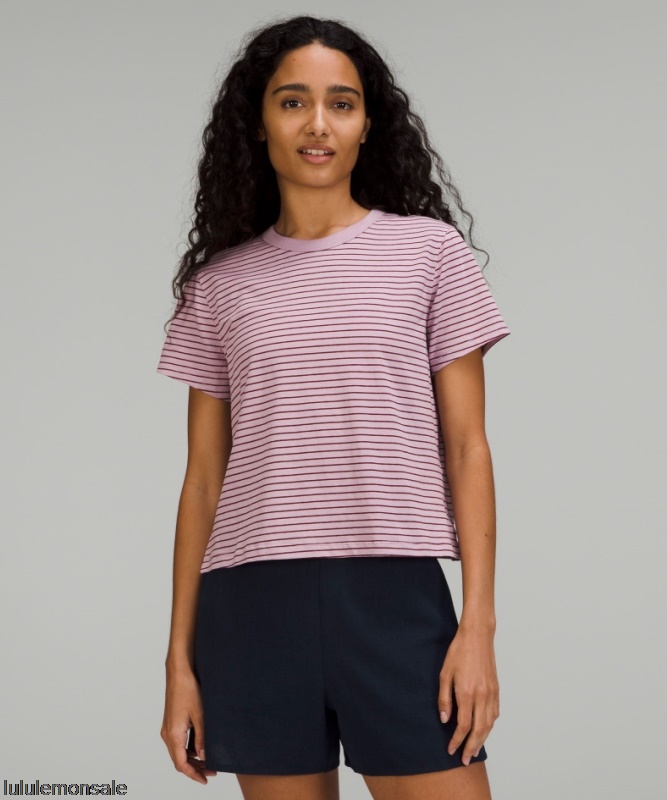 Lululemon Damen DELULU326 | Rose Red Merlot Klassisches T-shirt Aus Baumwollmischung