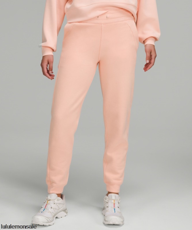 Lululemon Damen DELULU244 | Lululemon Deutschland Pfirsichfarbene Satin-Scuba-Jogginghose Aus French Terry Mit Hohem Bund