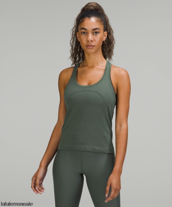 Lululemon Damen DELULU512 | Geräucherte Fichte Swiftly Tech Racerback Tank Top 2.0 Rennlänge
