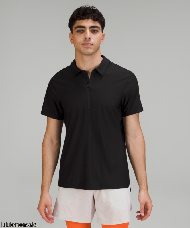 Lululemon Verkauf DELULU754 | Lululemon Deutschland Schwarz Belüftetes Tennispoloshirt Nur Online